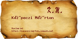 Köpeczi Márton névjegykártya